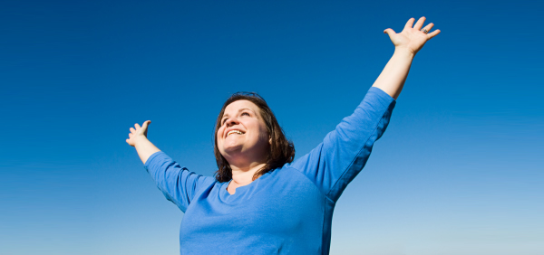 Energetic woman happy to be alive